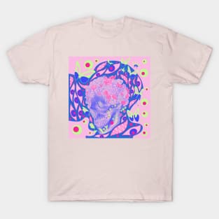 the skull in the deadly rose pattern ecopop T-Shirt